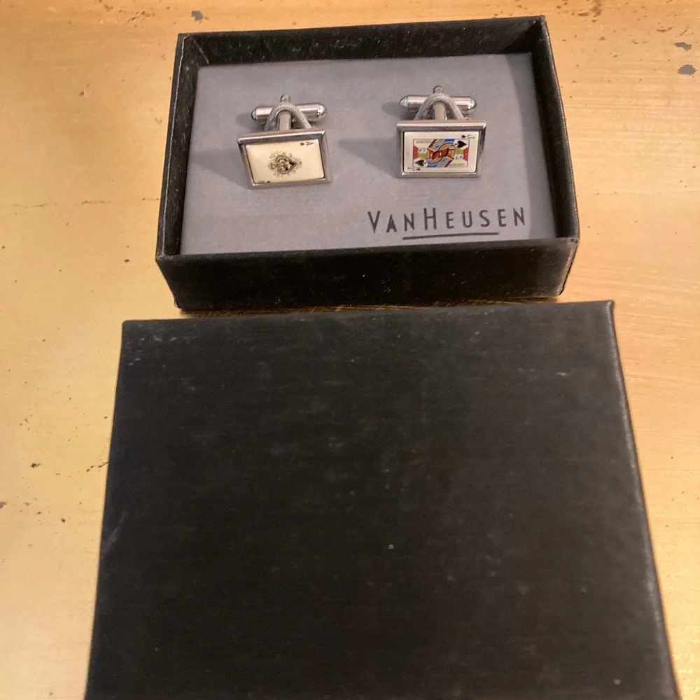 Van Heusen Black Jack Cufflinks  New Old Stock in box.